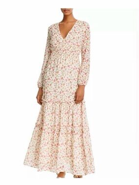 Lost + Wander Pink and Cream Floral Long Sleeve Maxi Dress